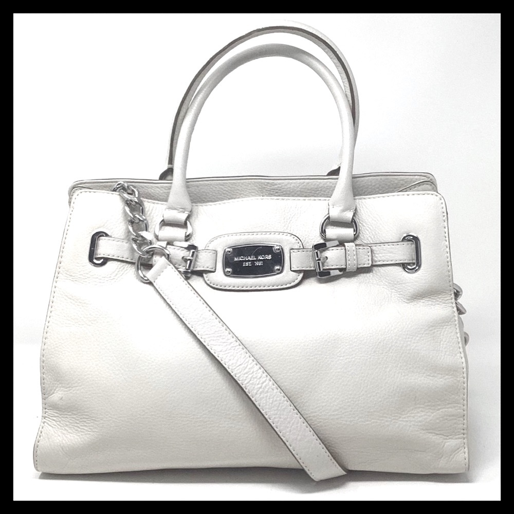 MICHAEL KORS Hamilton Large EW Tote Soft Pebbled Leather Color: Vanilla - Picture 4 of 16
